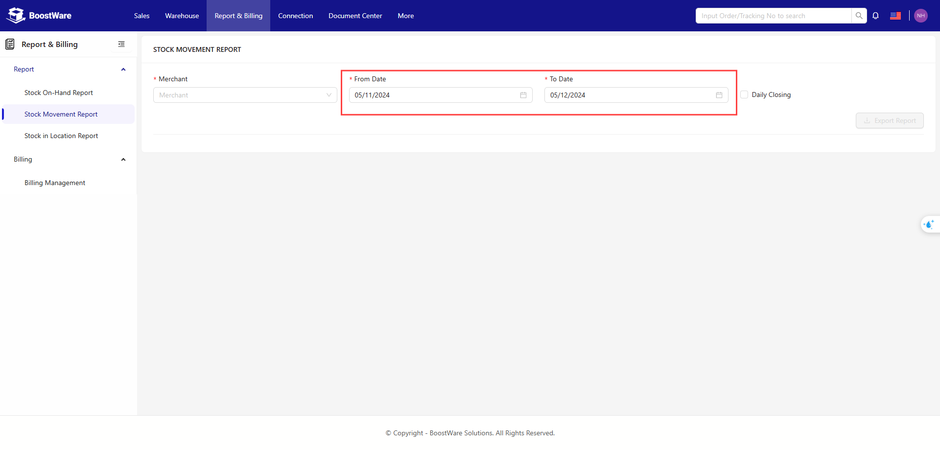Stock Movement Report screenshot 2